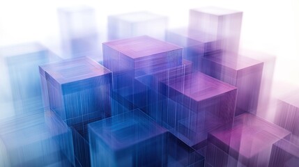 Abstract city, translucent cubes, digital, background blur, tech concept