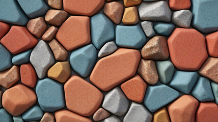 Fototapeta premium The Art of Stacked Colorful Stones Forming a Decorative Wall for Modern Architecture Design