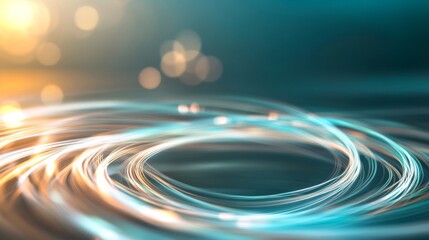 Abstract swirling light trails on teal background, bokeh effect, digital art, website banner
