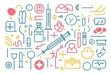 A flat vector illustration of a syringe and medical mask