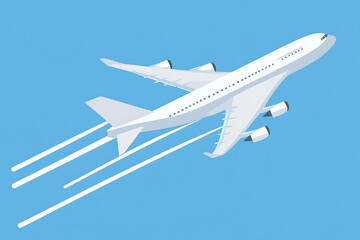 A flat vector illustration of an airplane flying in the sky
