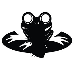 Playful Black and White Frog Silhouette on a Decorative Pad