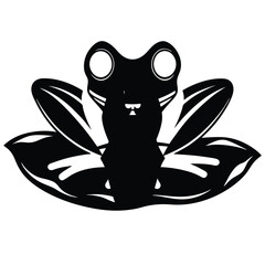 Playful Black and White Frog Silhouette on a Decorative Pad