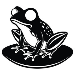 Playful Black and White Frog Silhouette on a Decorative Pad