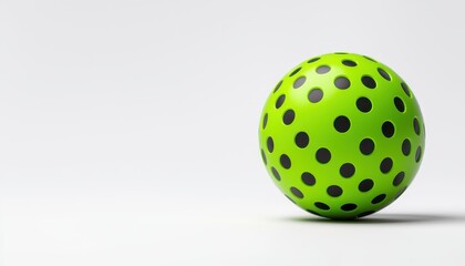 A bright green ball with black polka dots, perfect for games, exercise, or decoration in various settings.