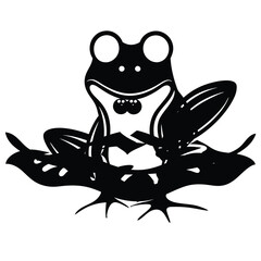 Playful Black and White Frog Silhouette on a Decorative Pad