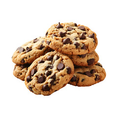 Vegan Chocolate Chip Cookies with Coconut Oil and Almond Isolated on Transparent Background