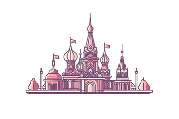 A flat vector illustration of an ancient castle with intricate details and a majestic presence, perfect for historical and fantasy-themed projects