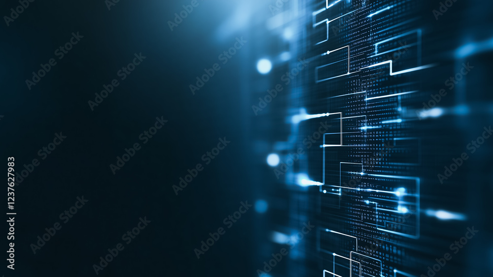 Poster abstract digital network: a mesmerizing abstract image depicting a complex digital network, glowing 