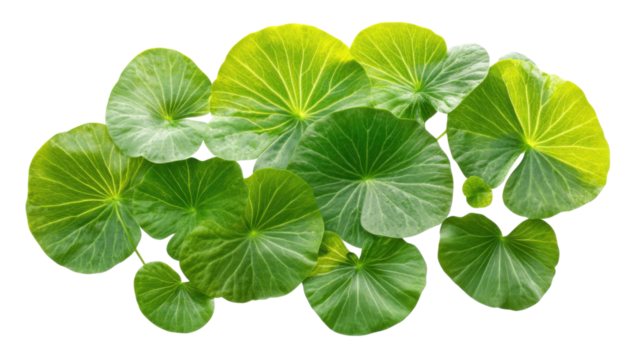 Lush green circular leaves creating a natural canopy on transparent background