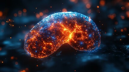 Abstract Energy Orb Glowing Brightly With Fiery Hues