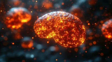 Naklejka premium Glowing Molten Sphere In Dark Space Background