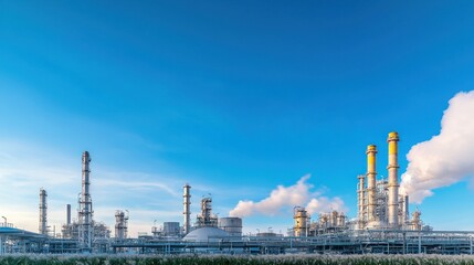Obraz premium Industrial Plant Under a Clear Blue Sky