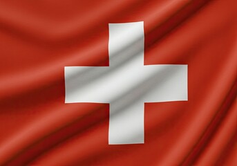 Obraz premium switzerland flag ruffled beautifully waving macro closeup shot