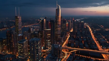 Obraz premium Metropolis of the Future: A Smart City Beneath a Futuristic Sky