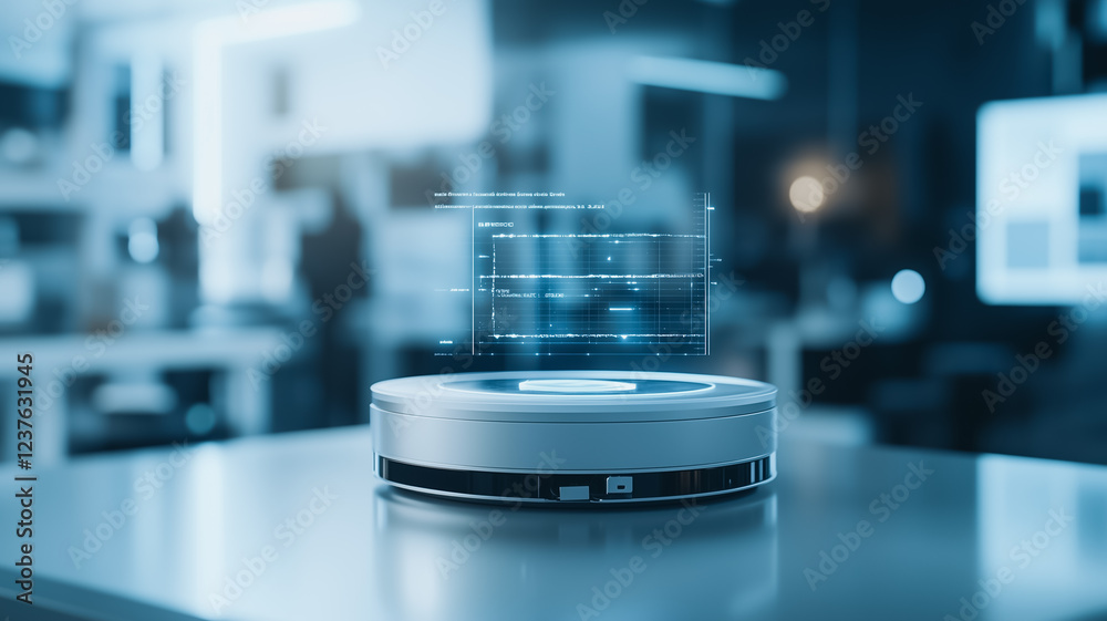 Poster holographic display technology: futuristic holographic display showcases dynamic data visualizations