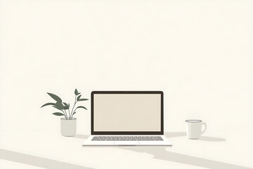 A sleek flat vector illustration of an open laptop, perfect for technology and workspace concepts
