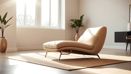 Sunlit Minimalist Lounge Chair in Modern Home Interior Design