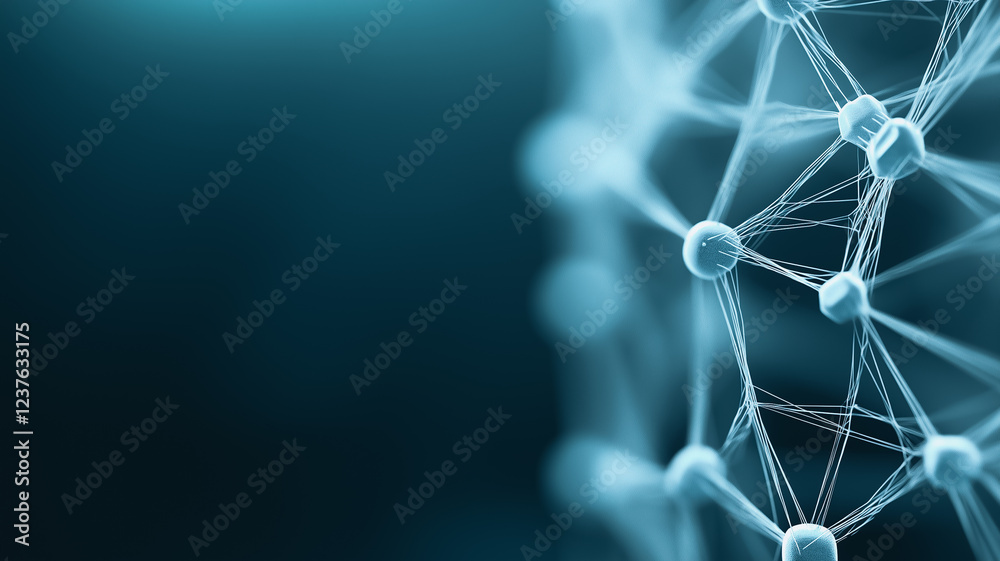 Poster abstract network structure: an abstract representation of interconnected nodes and lines, with a fut