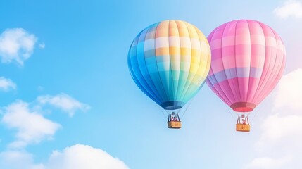Fototapeta premium Pastel Hot Air Balloons Soaring High Above Clouds