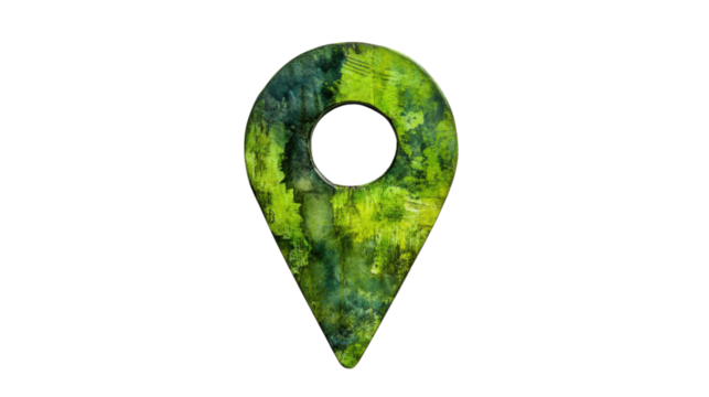 Green location pin showing position on transparent background