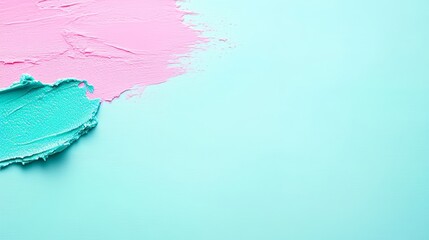 Obraz premium Pastel Pink and Teal Paint Swirl Abstract Art