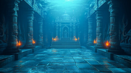 Image of Nagaloka, the ancient Indian city of snakes underwater as mentioned in the Indian epic Mahabharata