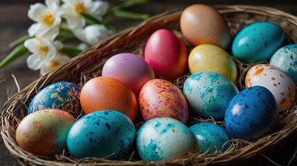 easter eggs in a basket