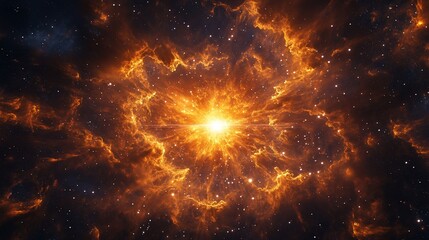 Fototapeta premium Fiery cosmic explosion in space, nebula.