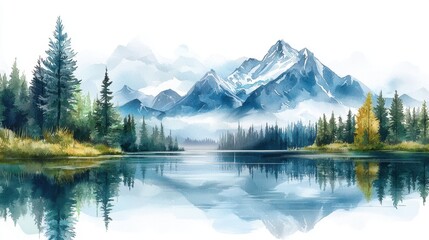 Serene reflection of majestic mountains and pines tranquil lake nature photography scenic view peaceful landscape