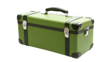 Green vintage suitcase isolated on transparent background
