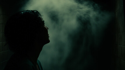 Silhouette in Mystical Smoke with Dark Atmosphere