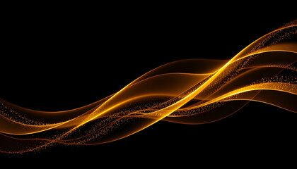 golden light trails, glowing energy waves, abstract motion, black background, smooth curves, dynamic flow, ethereal glow, luminous streaks, digital art, minimalist composition, elegant design, futuris