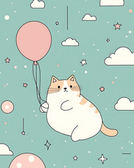 pet cat in illustrator drawing