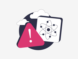 Quantum computing cybersecurity risks, challenging encryption and data security. Dangers of quantum computing impact cryptography, privacy and secure communication. Isolated vector illustration