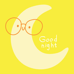 Cute Moon Character Saying Good Night