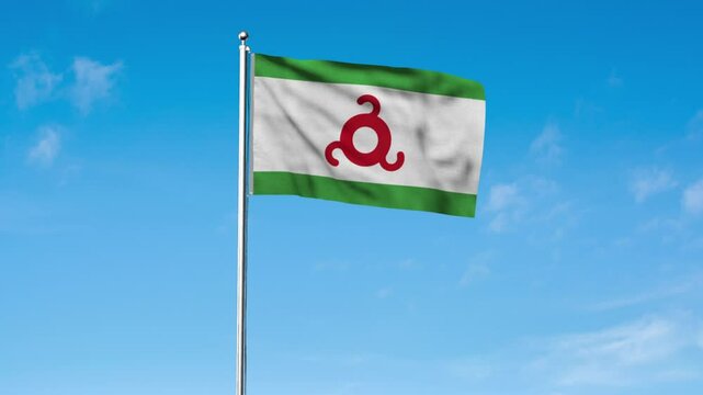 High detailed flag of Ingushetia. National Ingushetia flag. 3D Render.
