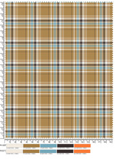 Plaid fabric pattern, blue, brown, cream, seamless for textiles, and for designing clothes, skirts or decorative fabrics. Vector illustration.