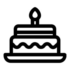 Birthday cake icon outline, line cake icon