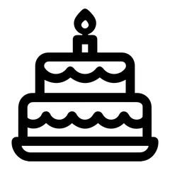 Birthday cake icon outline, line cake icon