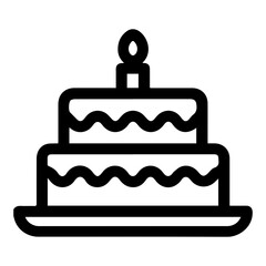 Birthday cake icon outline, line cake icon