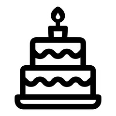 Birthday cake icon outline, line cake icon