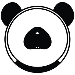 Cute Black and White Cartoon Panda Face Illustration