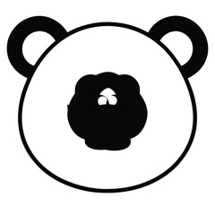 Cute Black and White Cartoon Panda Face Illustration