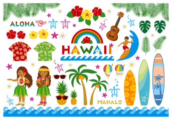 ハワイイラストセット　かわいい © みんみ