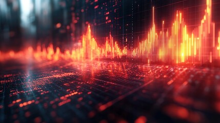 Digital data surge, city background, technology