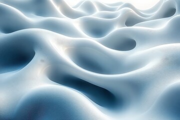 Obraz premium Abstract white curved shapes with light gray and dark blue tones, sculptural abstraction with delicate lines, rendered in Cinema 4D.