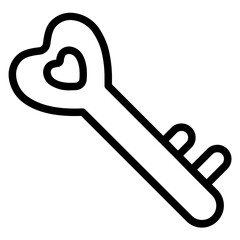 Key heart Line Icon