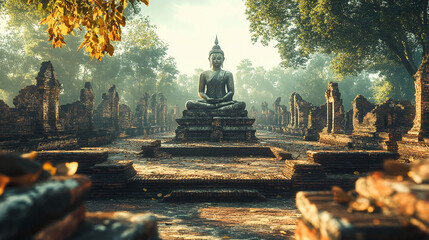  image of Stupa in old temple ruins, landmarks history is Buddhist travel