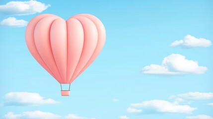 Obraz premium Pink Heart-Shaped Hot Air Balloon Soaring in Sky